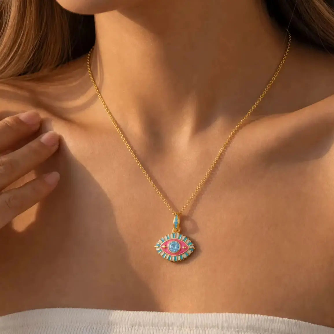 Aquamarine Evil-Eye Necklace