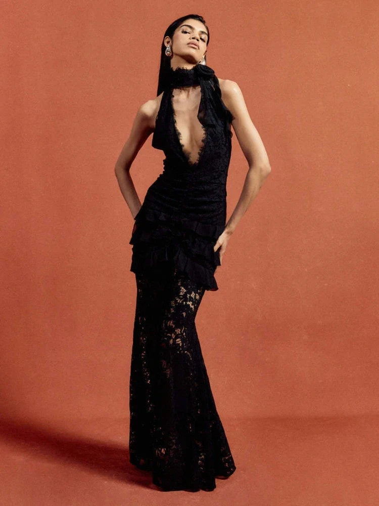 Ebony Lace Maxi Dress