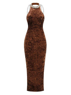Fern Beaded Halter Maxi Dress