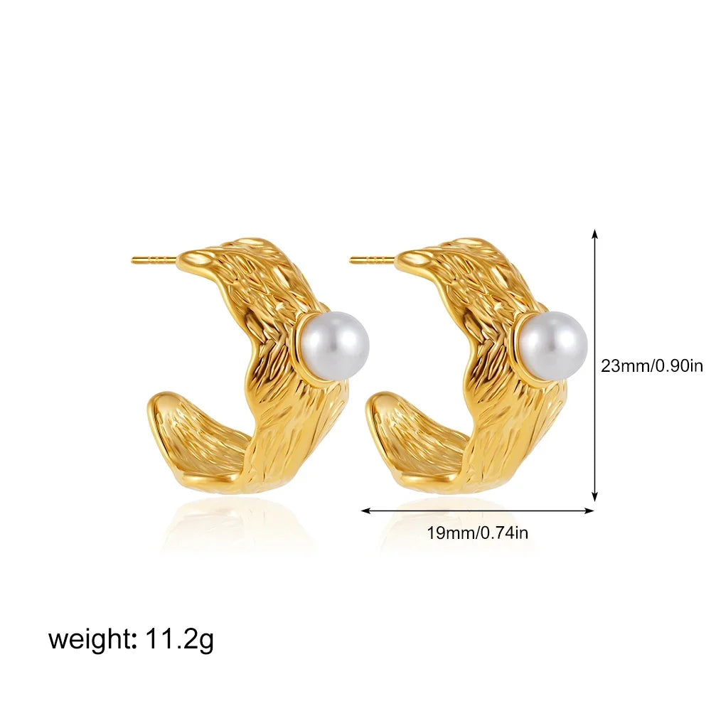 Champagne Pearl Hoops