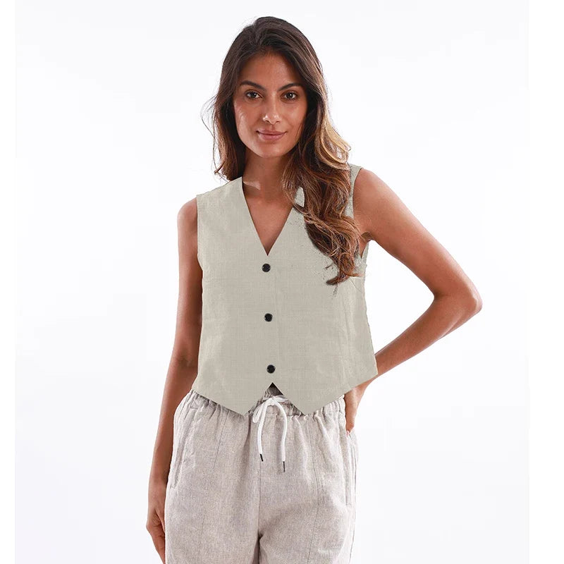 Jade Linen Vest