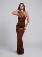 Fern Beaded Halter Maxi Dress