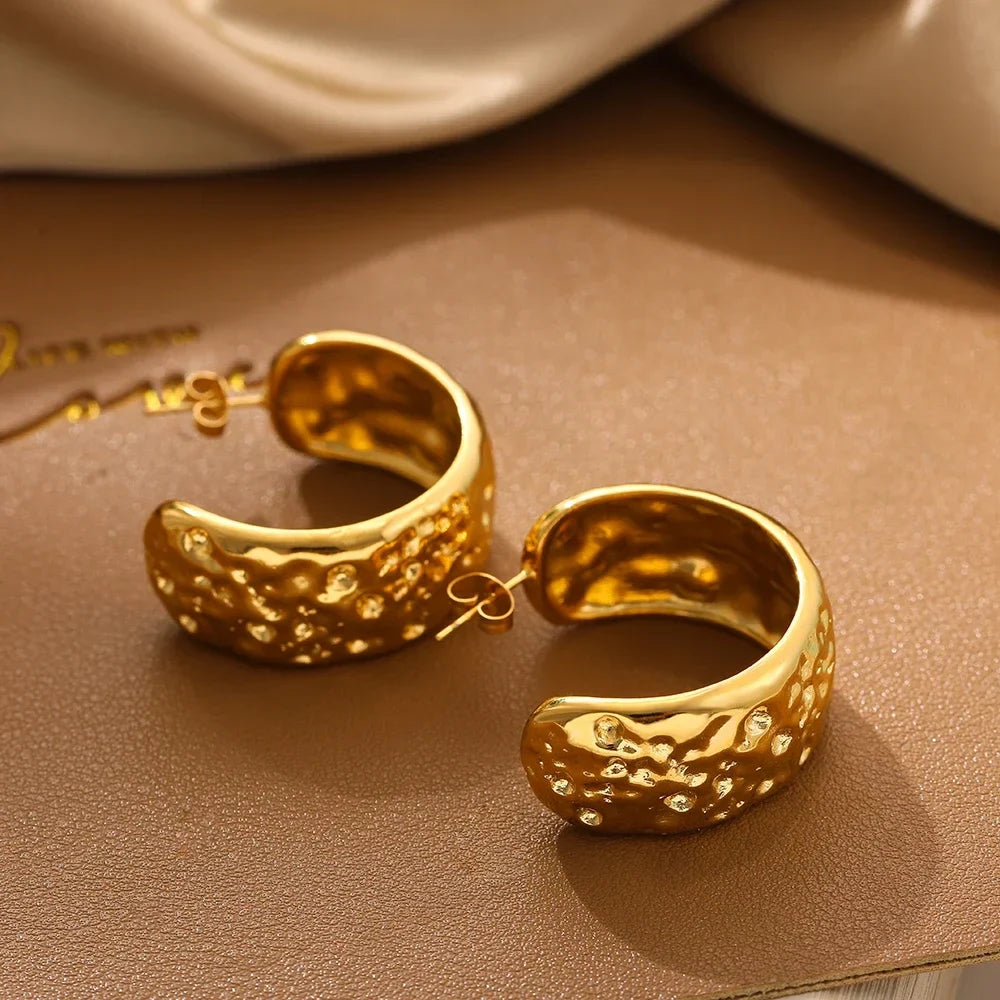 Olive Wide Hoops