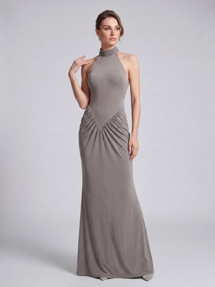 Lavender Beaded Maxi Dress