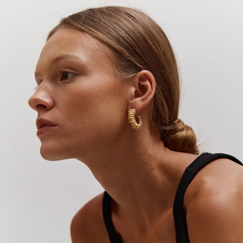 Silver Textured Hoops