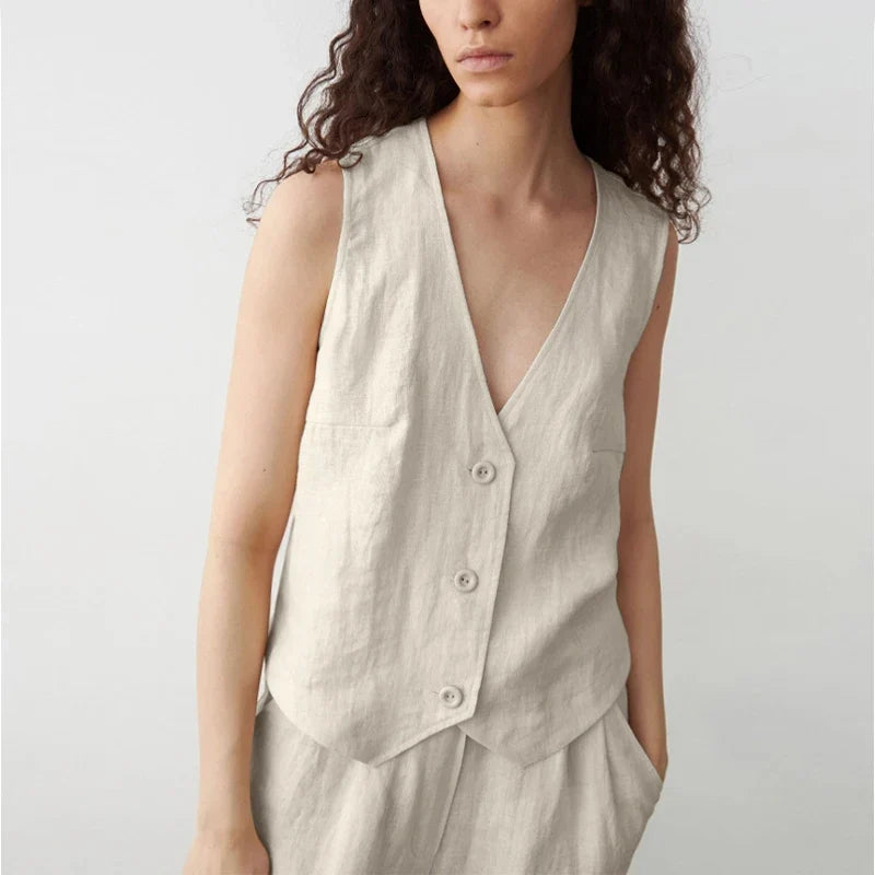 Coral Linen Vest