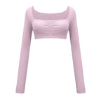 Beige Long-Sleeve Sport Top