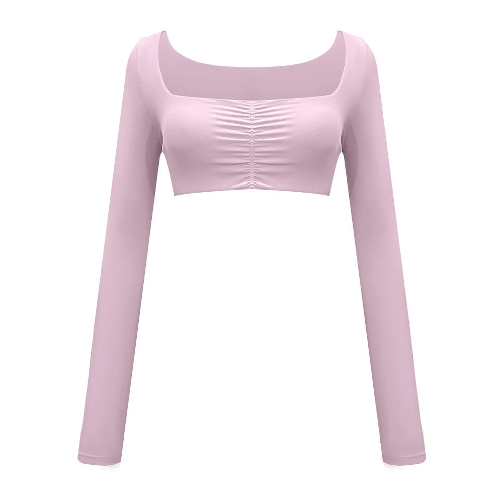 Beige Long-Sleeve Sport Top