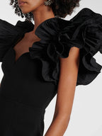 Wave Butterfly-Sleeve Midi Dress