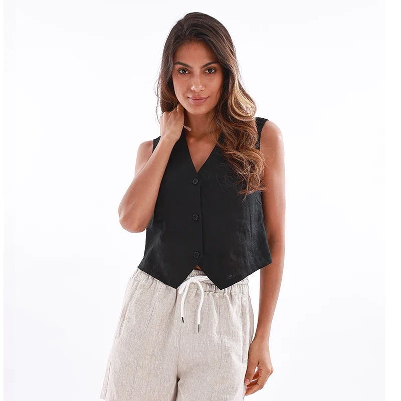 Jade Linen Vest