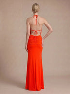 Crimson Halter Maxi Dress