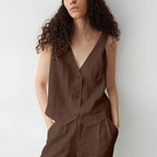 Coral Linen Vest
