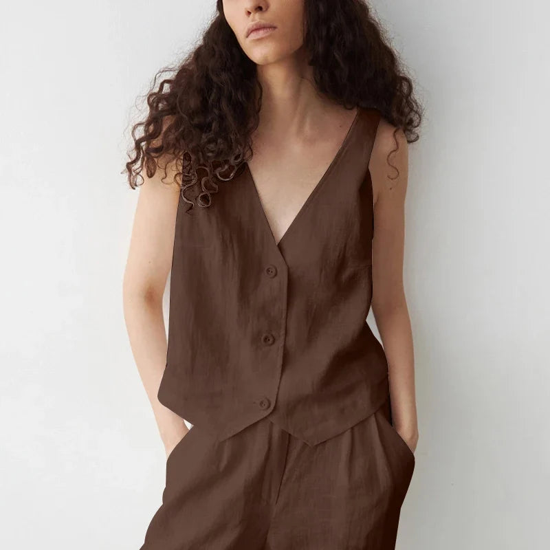 Coral Linen Vest