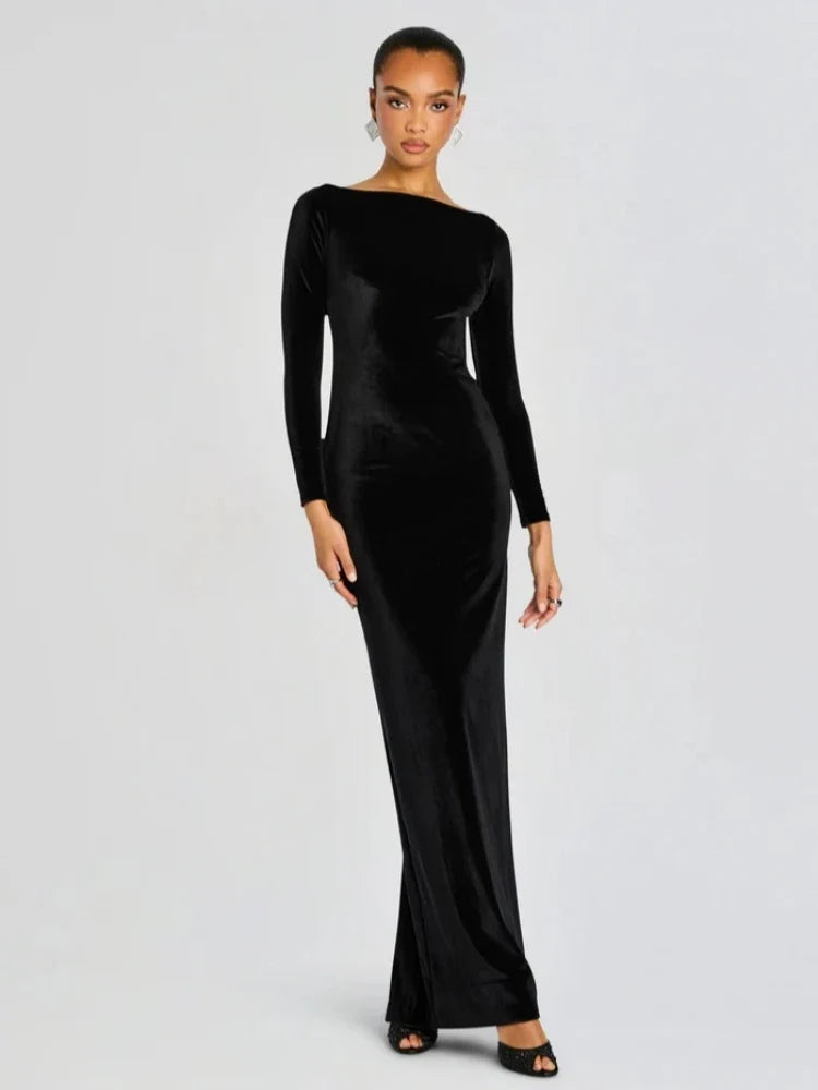 Eucalyptus Velvet Maxi Dress