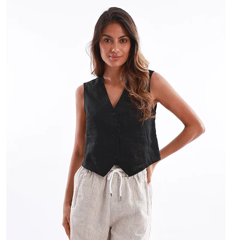 Jade Linen Vest