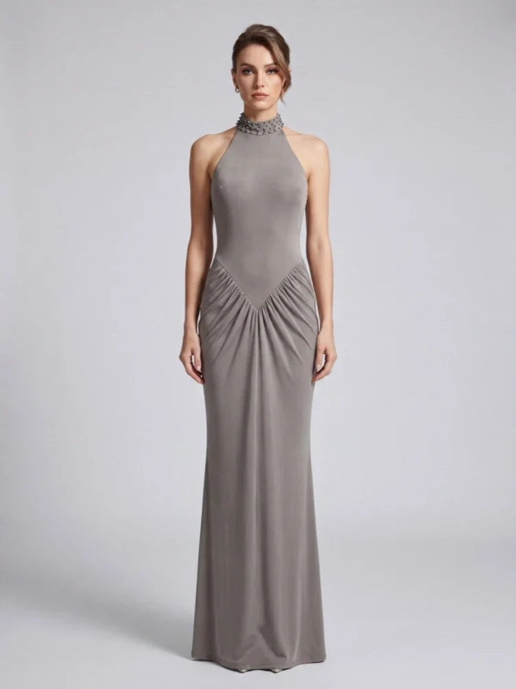 Lavender Beaded Maxi Dress