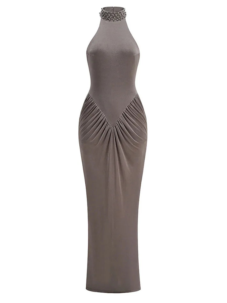 Lavender Beaded Maxi Dress