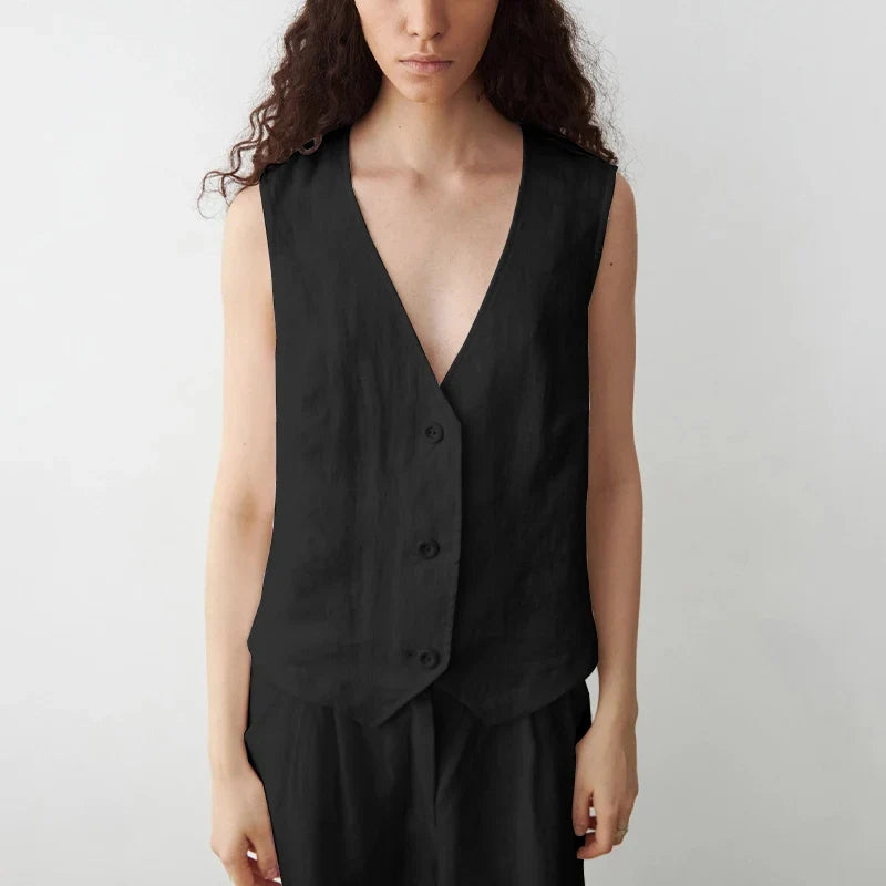 Coral Linen Vest