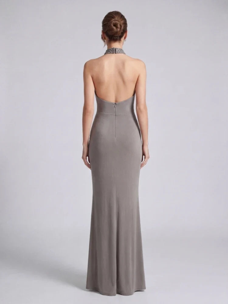 Lavender Beaded Maxi Dress