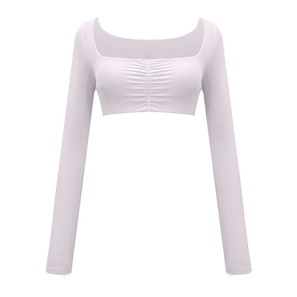 Beige Long-Sleeve Sport Top
