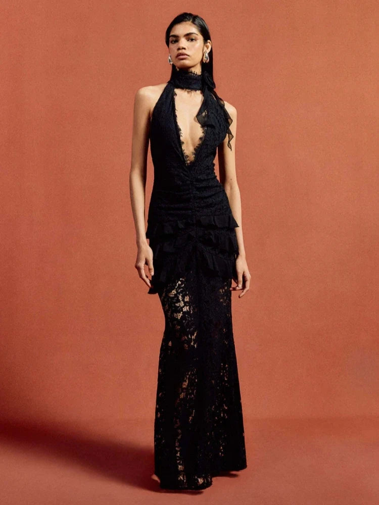 Ebony Lace Maxi Dress