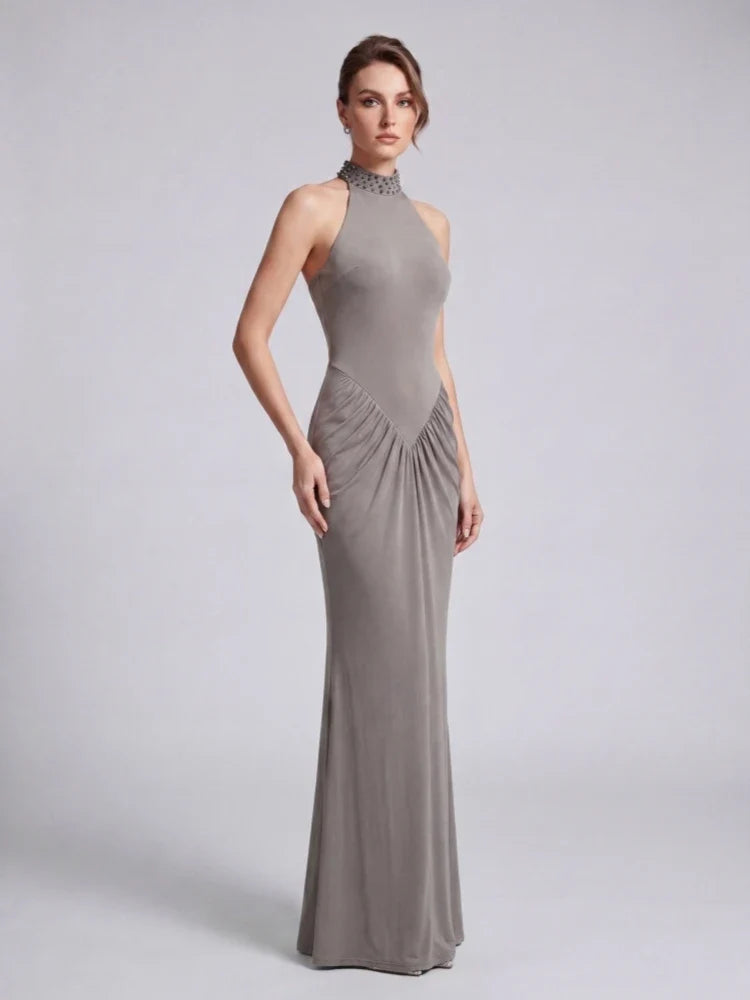 Lavender Beaded Maxi Dress