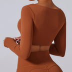 Beige Long-Sleeve Sport Top