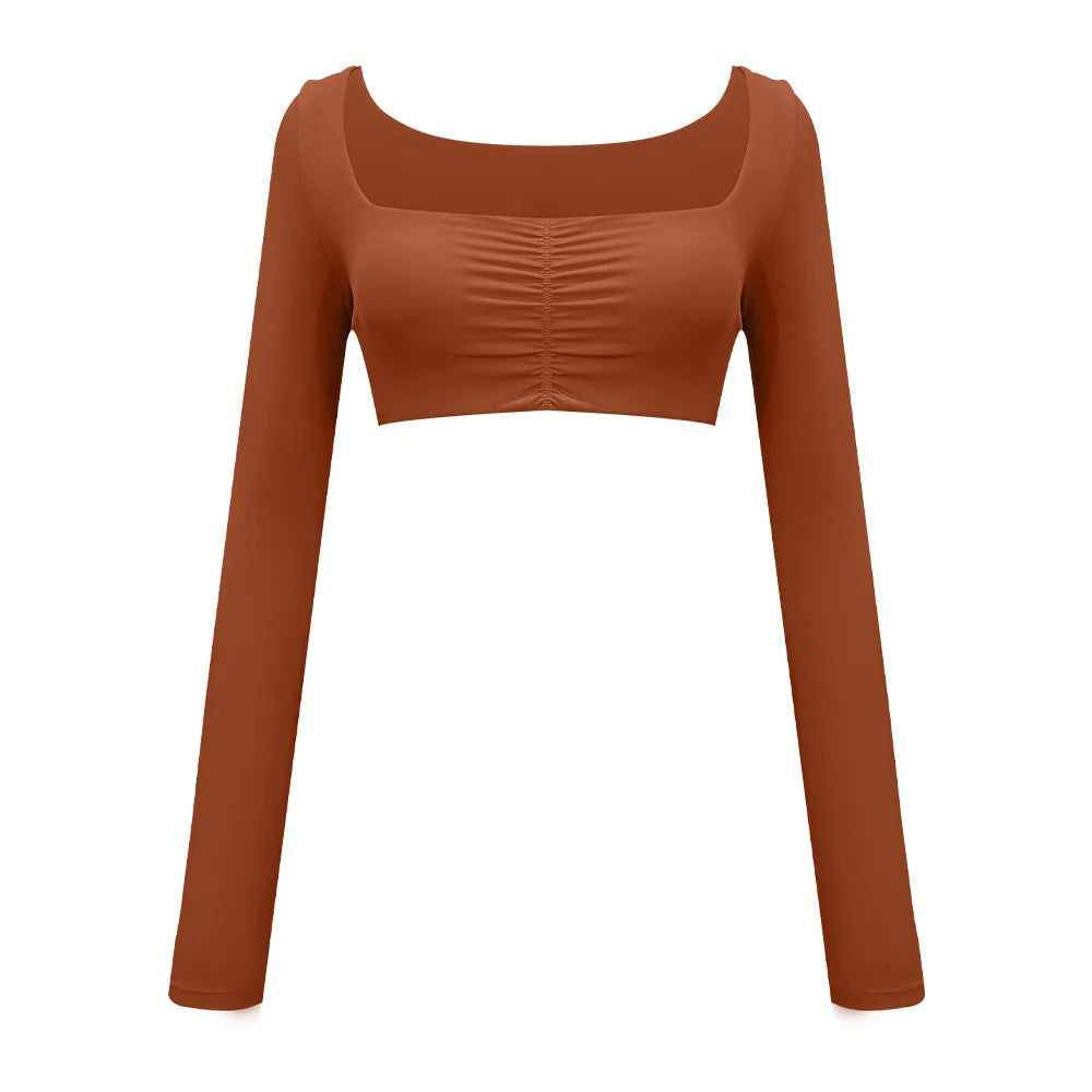 Beige Long-Sleeve Sport Top