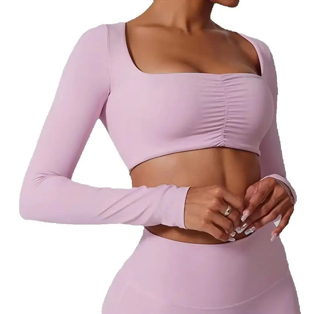Beige Long-Sleeve Sport Top