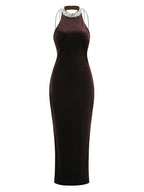 Fern Beaded Halter Maxi Dress