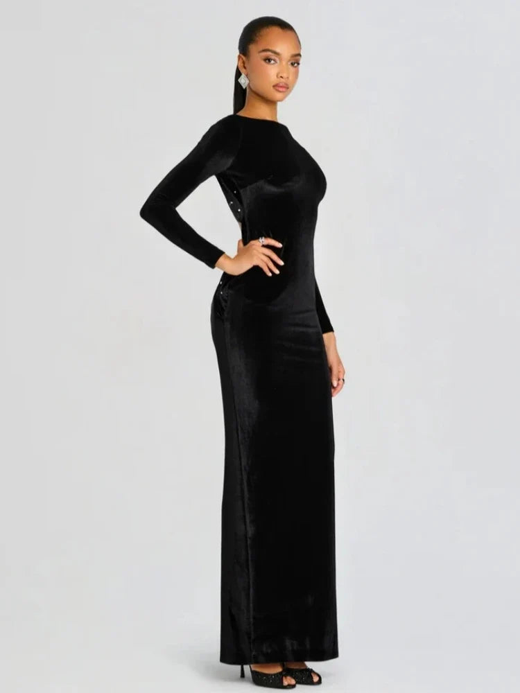 Eucalyptus Velvet Maxi Dress