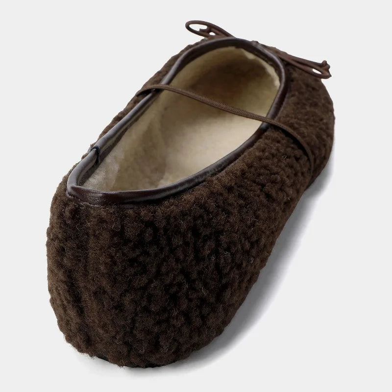 Cocoa Fur-Lined Flats