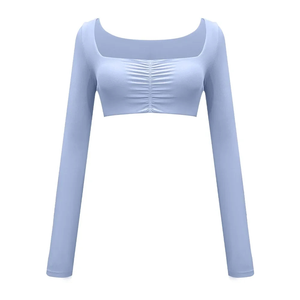 Beige Long-Sleeve Sport Top