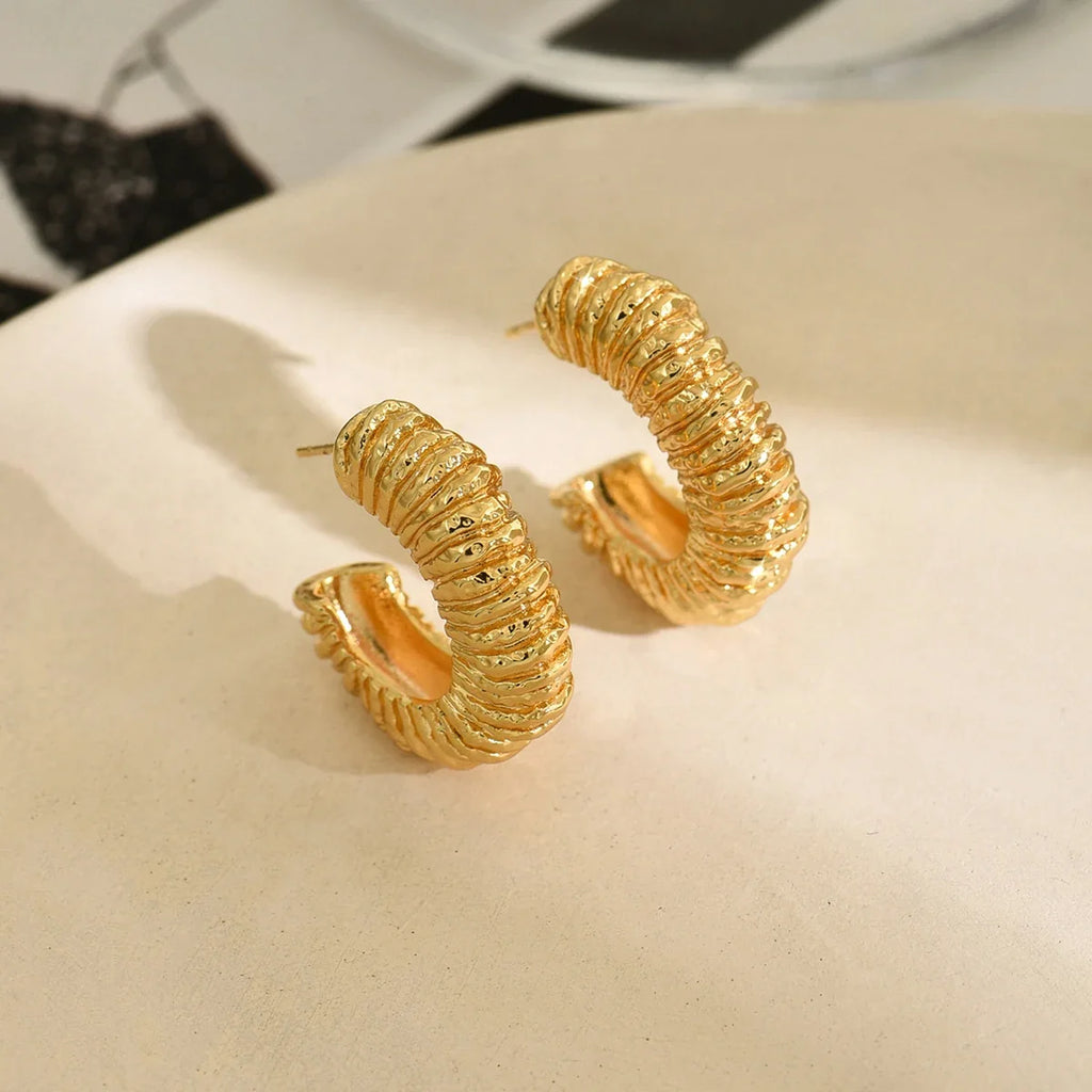Silver Textured Hoops