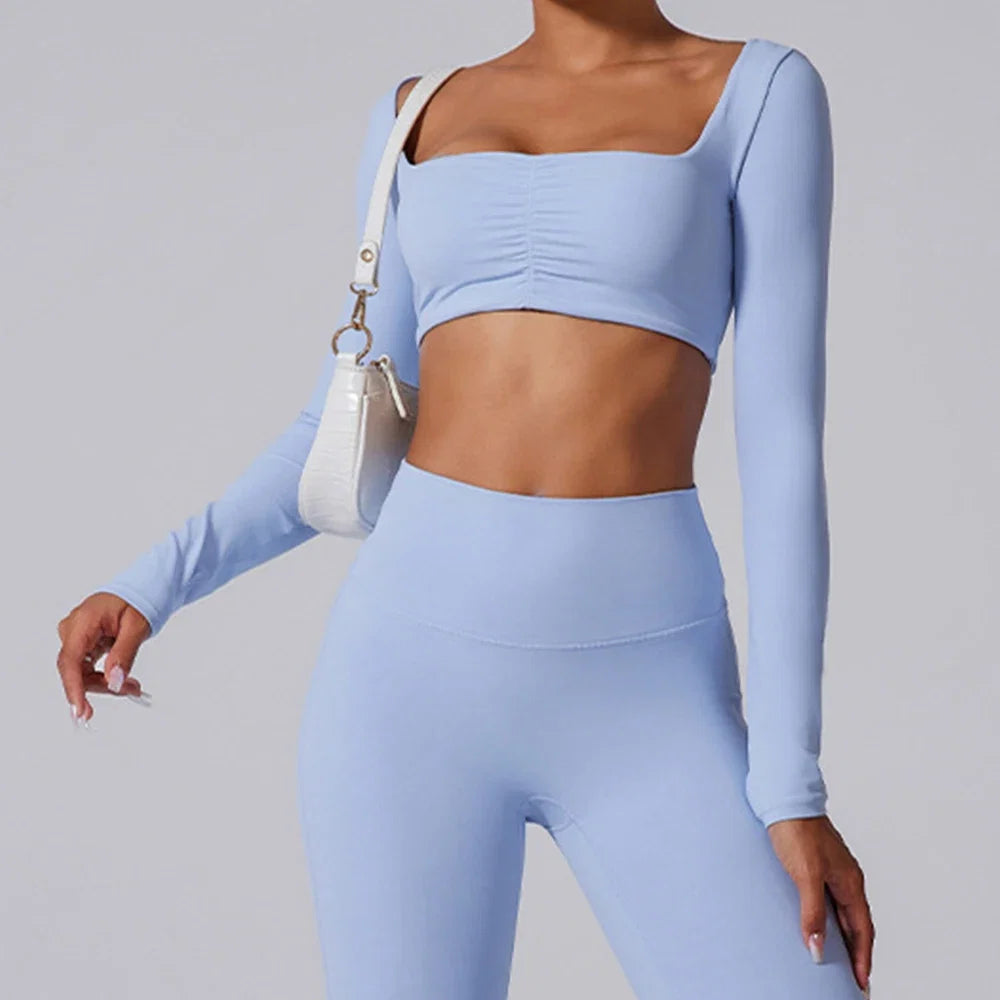 Beige Long-Sleeve Sport Top