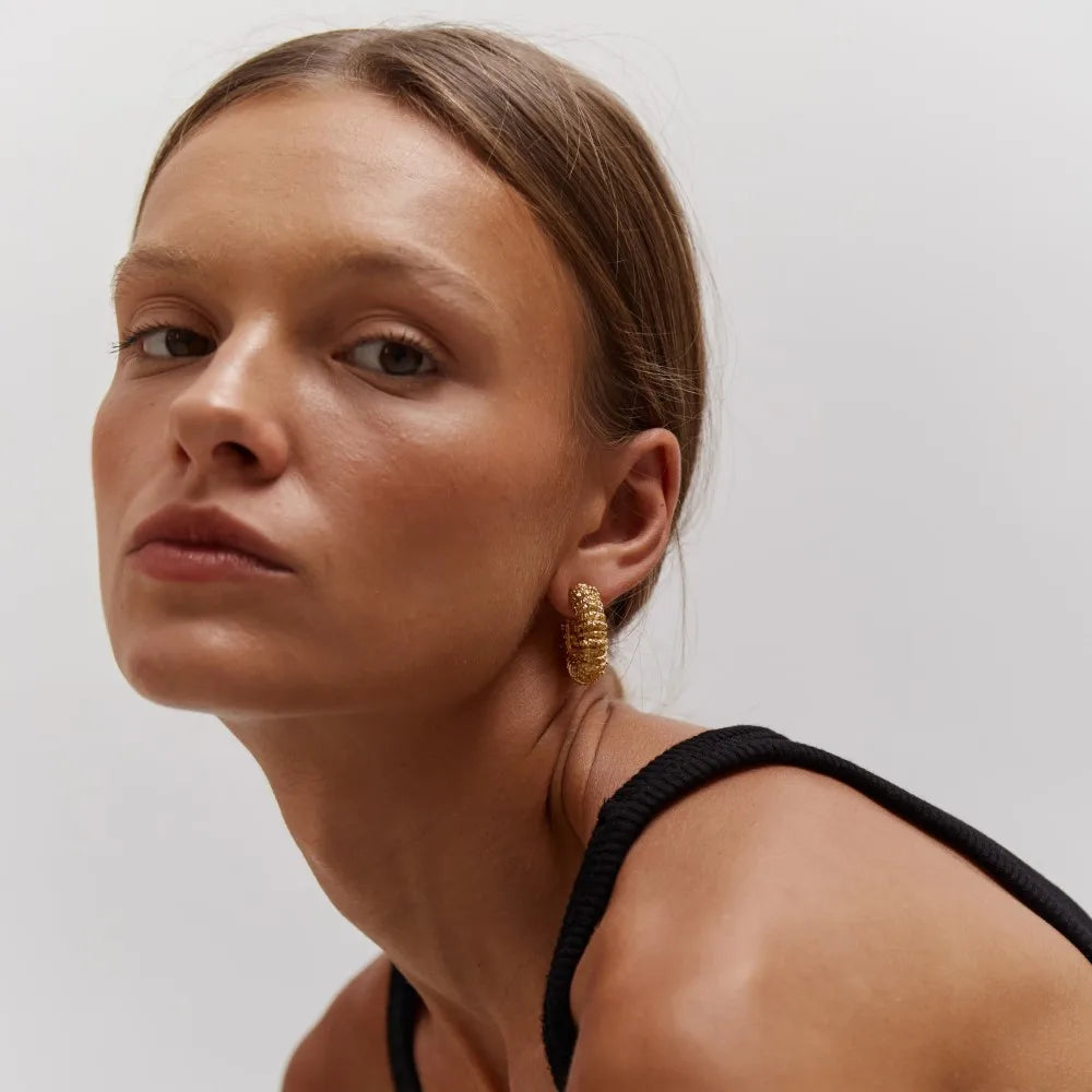 Silver Textured Hoops
