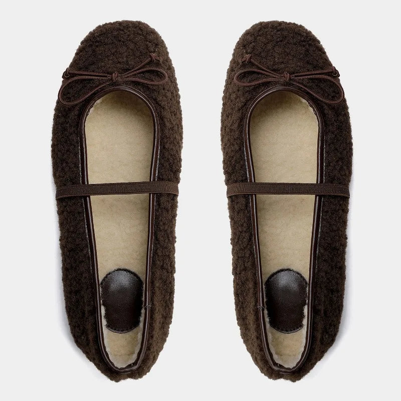 Cocoa Fur-Lined Flats