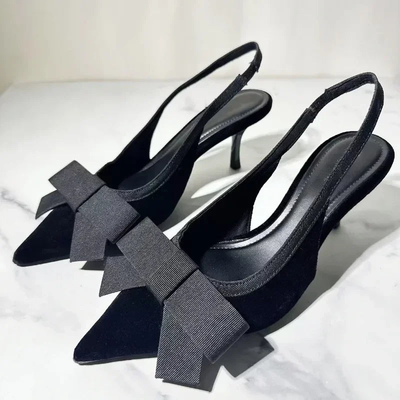 Velvet Bow Heels
