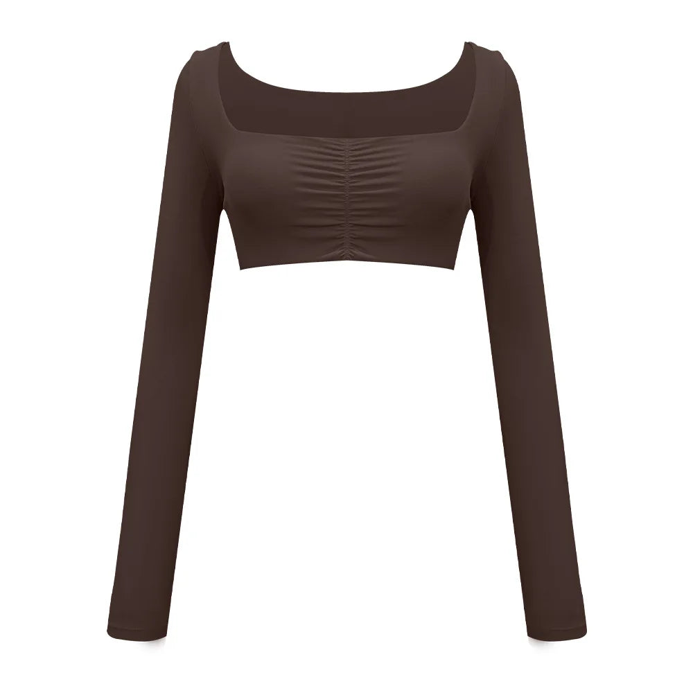 Beige Long-Sleeve Sport Top