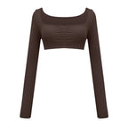 Beige Long-Sleeve Sport Top