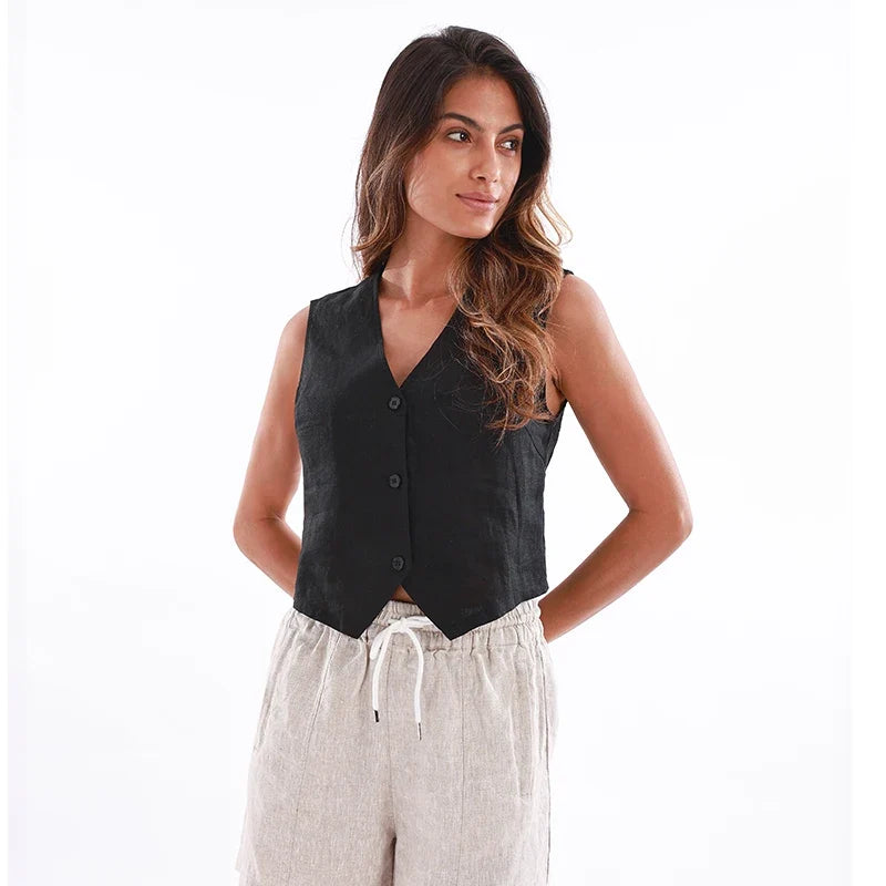 Jade Linen Vest