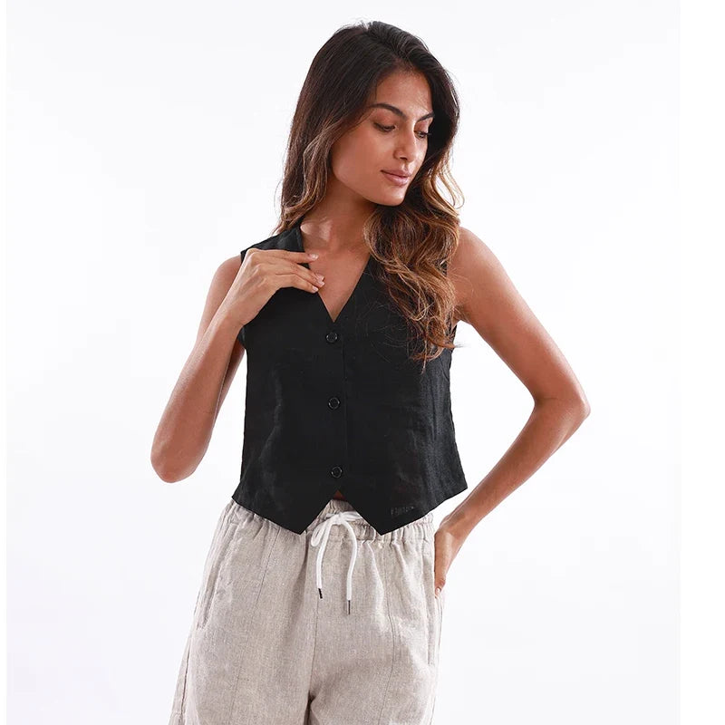 Jade Linen Vest