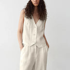 Coral Linen Vest