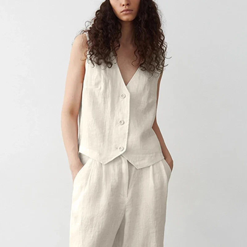 Coral Linen Vest