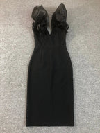 Wave Butterfly-Sleeve Midi Dress