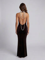 Fern Beaded Halter Maxi Dress
