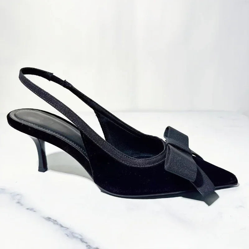 Velvet Bow Heels