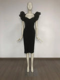 Wave Butterfly-Sleeve Midi Dress
