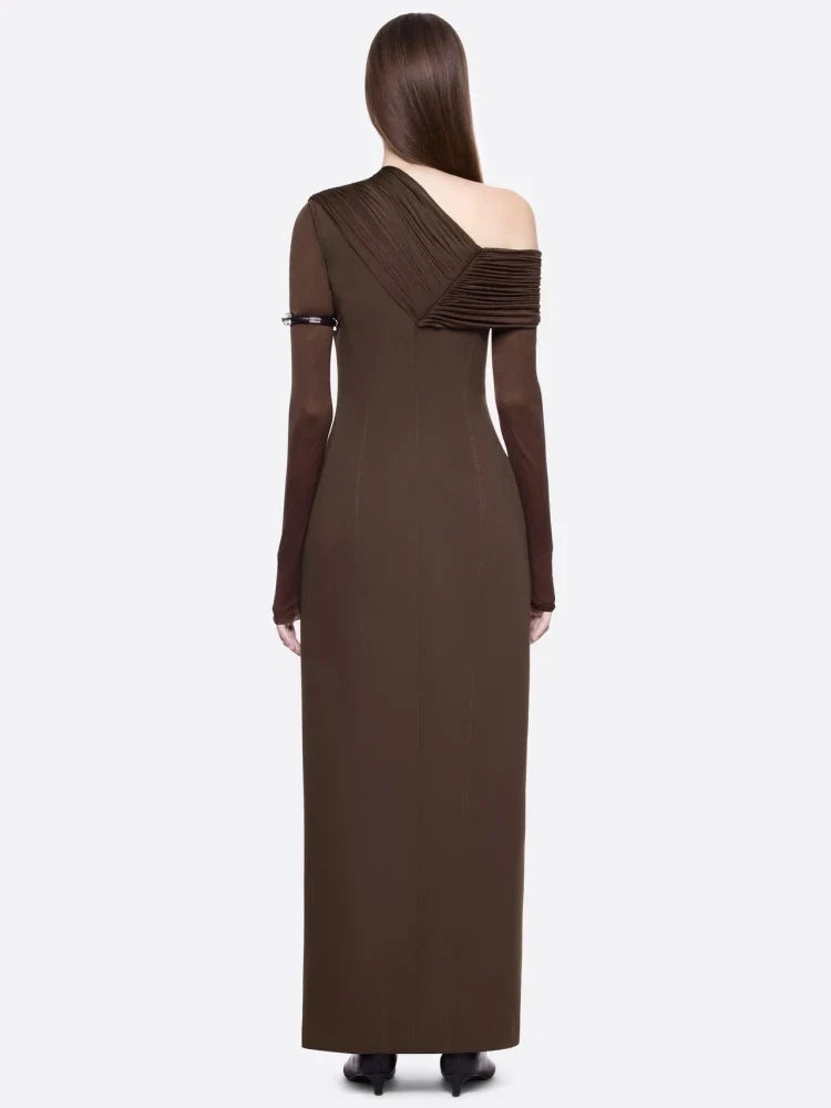 Navy Off-Shoulder Maxi Dress