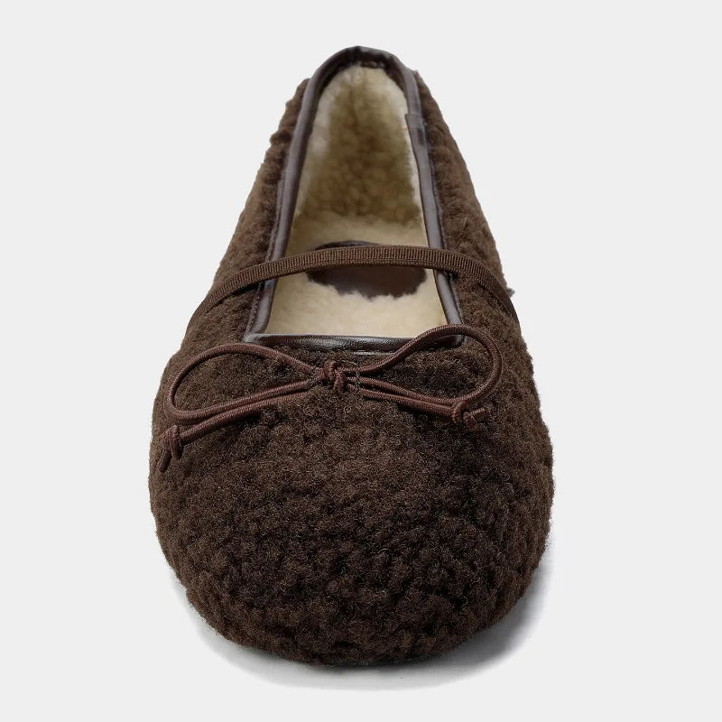 Cocoa Fur-Lined Flats